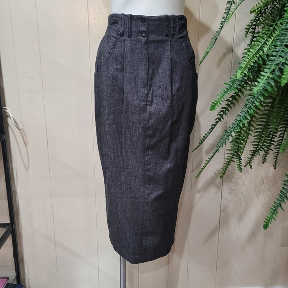 Howard Wolf Denim Strapless Skirt Set Sequin Bustier Women’s Sz 8 Skirt Sz 6 Top - Picture 12 of 14